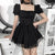 Gothic Black Dress with Puff Sleeves and Lace Trim | Create your own unique look from NSE Imports #12.