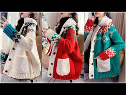 Fluffy Collar Christmas Women's Cardigan: Bold Xmas print for those colder months from NSE Imports #35.