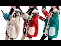 Fluffy Collar Christmas Women's Cardigan: Bold Xmas print for those colder months from NSE Imports #36.