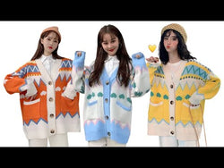 Geometric Pattern with Hearts Women's Cardigan: Bright, Colourful, with Pockets. Great Casual Wardrobe Item from NSE Imports #65.