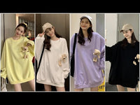 Teddy Bear Companion Lightweight Women's Sweatshirt Pullover Cute Kawaii Harajuku Girls Top Korean Style