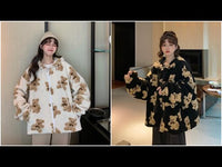 Girls Teddy Bear Zipped Fleece Fluffy Winter Women's Coat Cute Kawaii Cotton Rich Anime Cold Warm Thick Gift Teddy Jacket