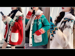 Fluffy Collar Christmas Women's Cardigan: Bold Xmas print for those colder months from NSE Imports #34.