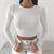 Long Sleeve Women's Crop Top Drawstring Fitness Women's Tee Solid Sexy Slim Basic Tee Female Yoga Gym Workout Top from NSE Imports #7.