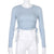 Long Sleeve Women's Crop Top Drawstring Fitness Women's Tee Solid Sexy Slim Basic Tee Female Yoga Gym Workout Top from NSE Imports #10.