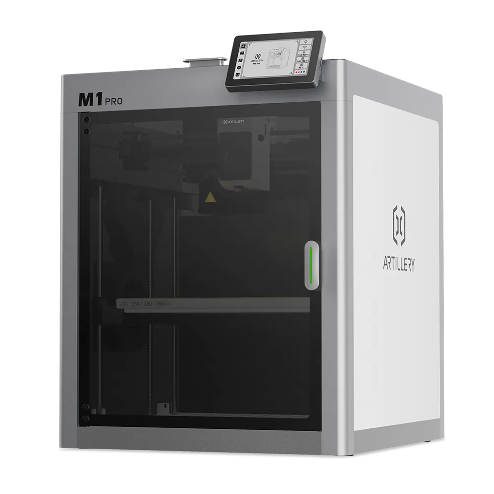 3D printer with a digital display on top, branded 'Artillery', on a white background