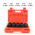 A 5-piece socket set in a bright orange plastic case, shown open on a white background with size labels printed above each socket.