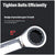 Close-up of a chrome wrench with a 72-tooth precision gear socket, labeled with red text and lines showing a 5-degree angle, on a dark background with explanatory marketing text.