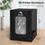 Black 3D printer enclosure with Ender branding on a wooden surface, featuring dimensions.