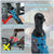 A cordless ratchet wrench tool shown with text overlays explaining its 3CM wide nose for small space operations, featuring demonstration panels and a blurred worker in the background.