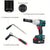 An electric cordless drill socket adapter kit shown on a white background with callout labels. The main product is a green and black cordless drill with a black socket attachment and battery pack.