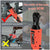 An orange and black cordless ratchet wrench shown in a collage with inset demonstration photos and text stating 'The width of the nose is only 3CM' and 'Suitable for small space operation.'.