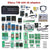 XGecu T48 with 42 adapters kit, featuring a large black XGECU T48 tester board, various blue and green test probes, cables, tweezers, extraction tools, and multiple adapter boards arranged on a white background with red text labels.