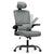 Dark Grey office chair with headrest on a white background
