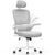 Grey office chair with headrest on a white background