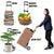 A heavy-duty silver and black wheeled dolly cart shown in multiple use cases on a white background: stacked office papers, a basket of groceries, a potted plant, and a man pushing a large cardboard box. Text labels read 'OFFICE', 'GROCERY SHOPPING', 'HOME & BACKYARD', and 'HEAVY DUTY'.