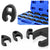 Black metal crowfoot spanner tool set shown with a blue plastic storage case on a white background. Multiple wrench-style tools are displayed, including one large 25mm tool and several smaller sizes, with the case open to show additional tools inside.