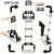 Instructional collage showing how to use a foldable hand truck/trolley, with arrows, close-up inset of pressing the handle, and multiple views of the trolley on a white background.