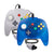 Two classic-style wired game controllers for the Nintendo 64/N64 on a white background: one translucent blue controller in front and one light grey controller behind it. Both have black cables, D-pad, ABXY buttons, and coloured action buttons.