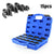 A 15-piece pipe clamping tool set shown with an open blue plastic carrying case and several black metal clamps arranged inside, plus a few clamps displayed outside the case on a white background. The text '15pcs' appears in the top right.