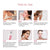 An instructional graphic titled 'How to Use' showing six steps with photos of a woman using a pink and white facial skincare device, including cleansing, steaming, applying lotion, and using a cold mask.
