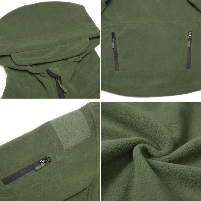 Men's Tactical Fleece Jacket Soft Shell Casual Hooded Jacket Velcro Badge Patch Peaked Hood Loads of Pockets Uniform Security from NSE Imports #7.