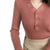 Casual Ribbed V-neck Knitted Women's Sweater: Everyday semi-formal Office Top with Chunky Half Buttons from NSE Imports #49.