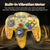 Transparent yellow wireless gaming controller compatible with the Nintendo 64 (N64) with built-in vibration motor on a dark background