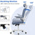 Office chair with rocking motion feature on a light blue background