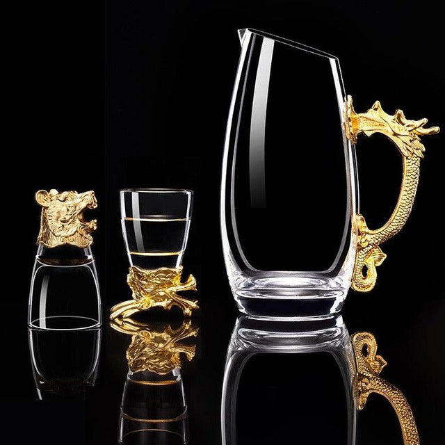 12x Chinese Zodiac Crystal Glass Shot Glasses / Wine Glasses & Jug Decanter Set Barware Drinking Glasses from NSE Imports #8.