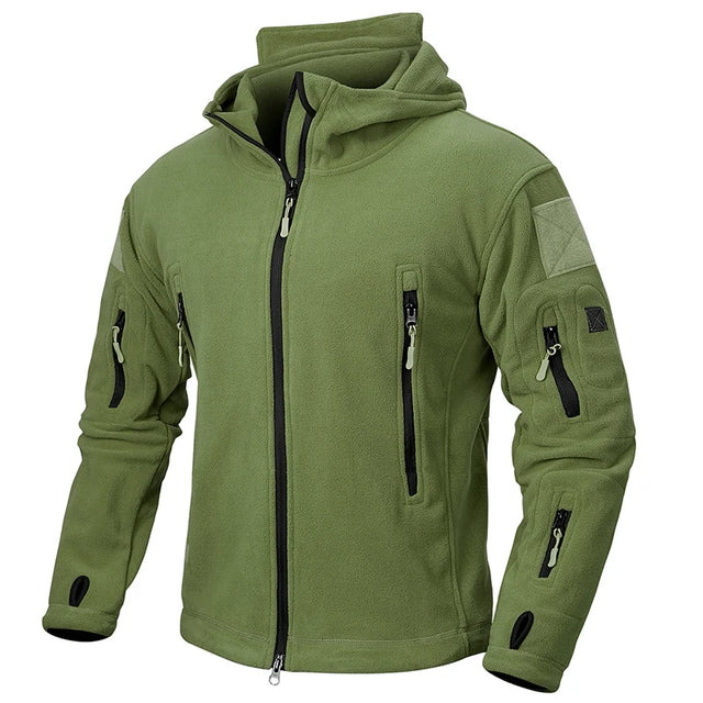 Men's Tactical Fleece Jacket Soft Shell Casual Hooded Jacket Velcro Badge Patch Peaked Hood Loads of Pockets Uniform Security from NSE Imports #4.