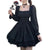 Gothic Black Dress with Puff Sleeves and Lace Trim | Create your own unique look