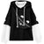 Black and white hoodie with cartoon design on a white background