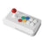 White joystick controller with colored buttons on a white background