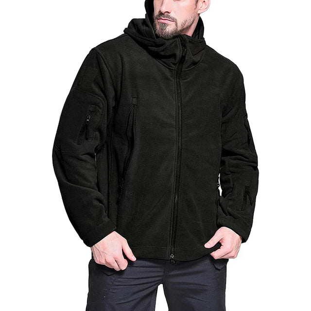 Men's Tactical Fleece Jacket Soft Shell Casual Hooded Jacket Velcro Badge Patch Peaked Hood Loads of Pockets Uniform Security from NSE Imports #10.