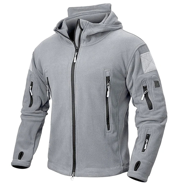 Men's Tactical Fleece Jacket Soft Shell Casual Hooded Jacket Velcro Badge Patch Peaked Hood Loads of Pockets Uniform Security from NSE Imports #17.