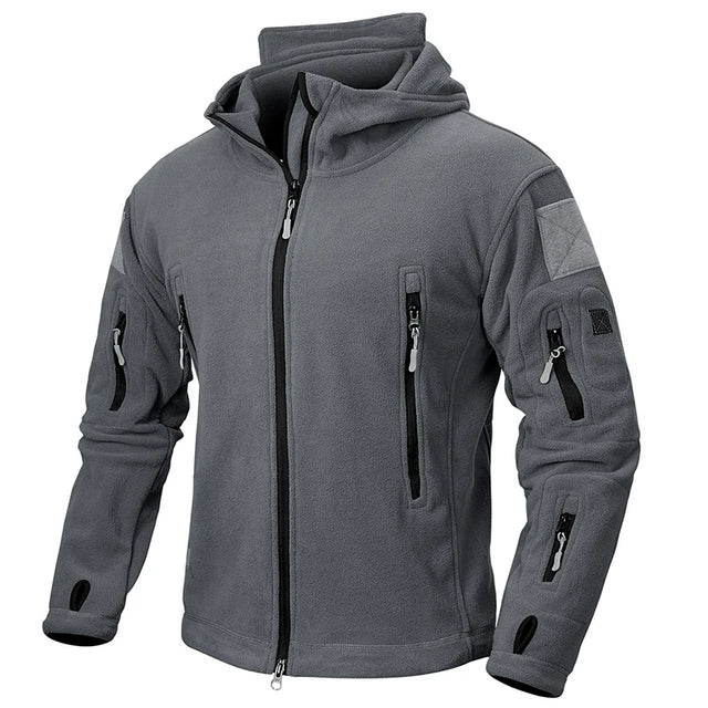 Men's Tactical Fleece Jacket Soft Shell Casual Hooded Jacket Velcro Badge Patch Peaked Hood Loads of Pockets Uniform Security from NSE Imports #2.