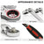 Four-panel product detail graphic for a 72-tooth ratchet wrench, showing close-ups of the polished chrome head, the 180-degree foldable design, the 5-degree angle, and the black-and-red non-slip handle. Text labels describe the features under the heading 'APPEARANCE DETAILS'.