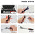 A six-step usage diagram showing how to use a ratchet wrench with a handle and battery. The image includes numbered panels from 1 to 6 with hand-held views, arrows, and text labels such as 'Open the toolbox,' 'Hold the handle in hand,' 'Press the buttons on both sides of the handle,' 'Align the wrench head with the handle groove,' 'Close together and release the handle button,' and 'High capacity Lithium battery.