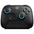 Black gaming controller with colorful buttons on a white background