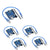 Set of 5 UNO-R3 development boards with USB-B cables and pin headers.