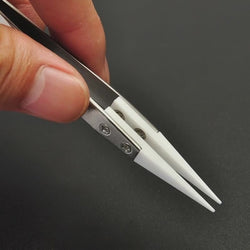 Straight Ceramic Tweezers for Electronics & Soldering work - Precision Anti-Magnetic/Static Tweezers