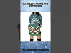 Reindeer Print Christmas Hooded Sweater Dress: A casual everyday dress with Xmas style! from NSE Imports #14.