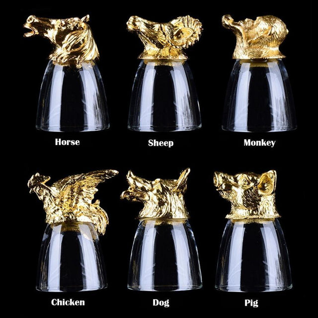 12x Chinese Zodiac Crystal Glass Shot Glasses / Wine Glasses & Jug Decanter Set Barware Drinking Glasses from NSE Imports #12.