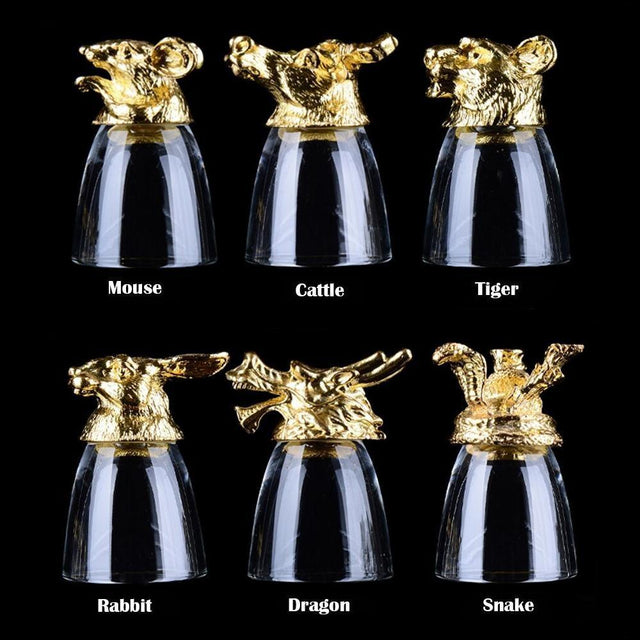 12x Chinese Zodiac Crystal Glass Shot Glasses / Wine Glasses & Jug Decanter Set Barware Drinking Glasses from NSE Imports #13.