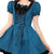 Check Pattern Dress with Large Bow Goth Fashion Cosplay Summer Dress Layered Look High Waist Puff Sleeves from NSE Imports #12.