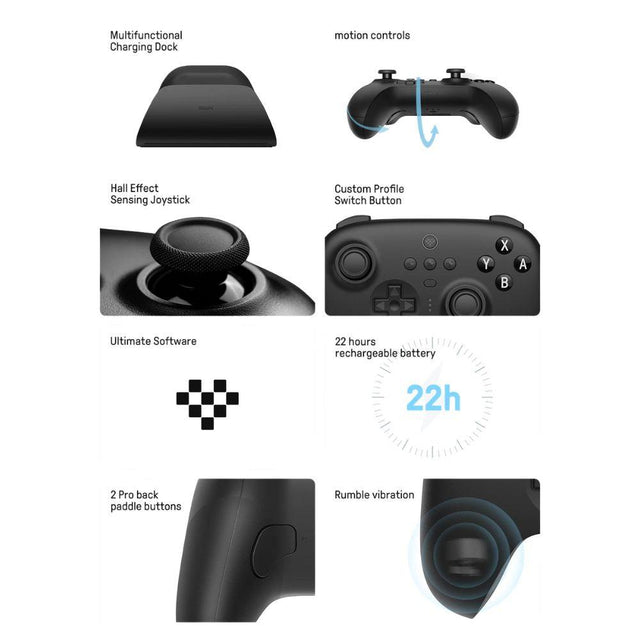 8BitDo Ultimate Bluetooth 2.4g Gaming Controller with Charging Dock: For Switch, Windows PC, Steam, Android, iOS from NSE Imports #3.