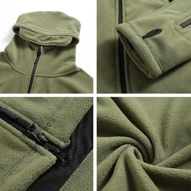 Men's Tactical Fleece Jacket Soft Shell Casual Hooded Jacket Velcro Badge Patch Peaked Hood Loads of Pockets Uniform Security from NSE Imports #8.