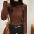 Asymmetric Ribbed Turtleneck Women's Sweater: Slim Look with Large Faux Buttons from NSE Imports #22.