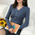 Casual Ribbed V-neck Knitted Women's Sweater: Everyday semi-formal Office Top with Chunky Half Buttons from NSE Imports #34.